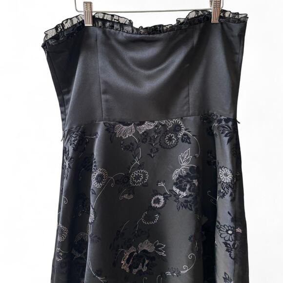 Vintage Spenser Jeremy Black Floral Jacquard Strapless Dress – Size 14 - Picture 5 of 6